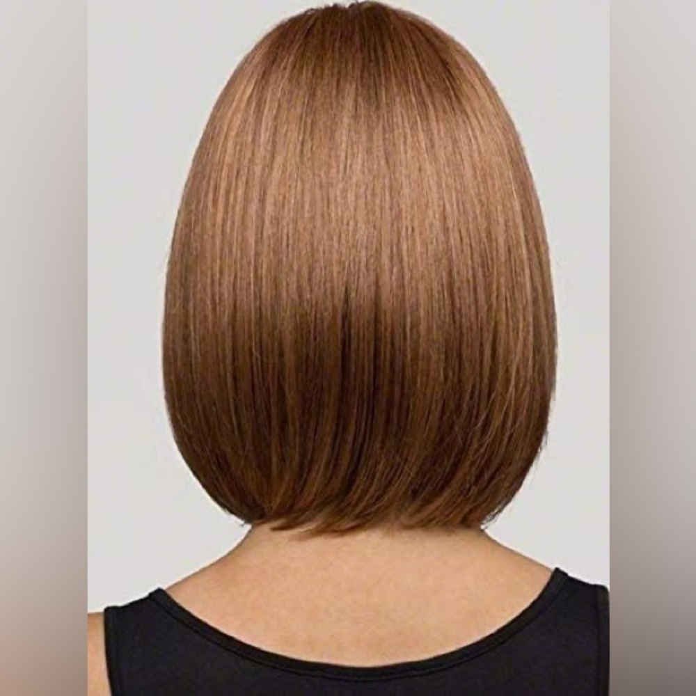 Envy Carley Monofilament Wig Short Bob Bangs Sleek Straight Red Blonde New